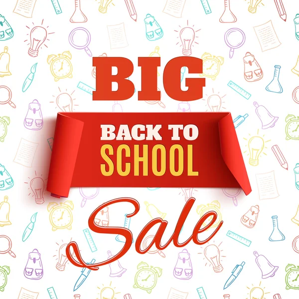 Back to School Sale. Red banner. — Stock Vector