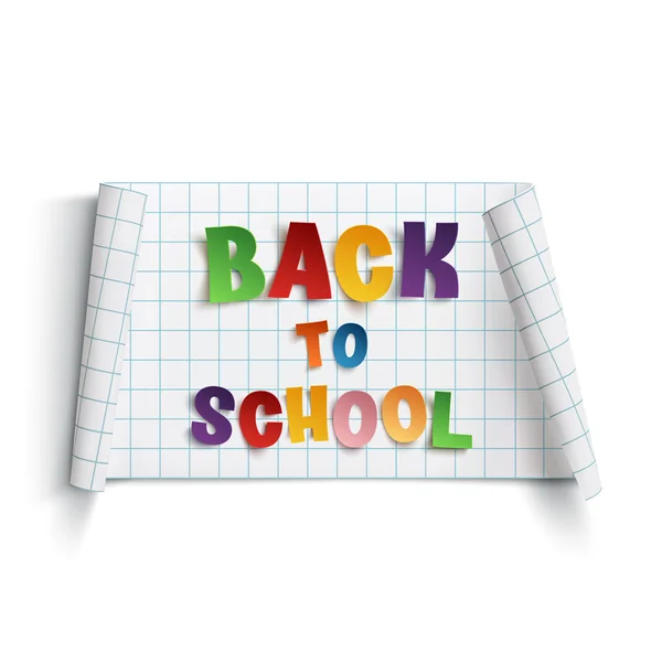 Bandiera di carta curva di ritorno a scuola . — Vettoriale Stock