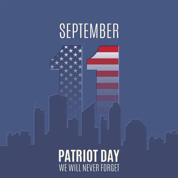 Fondo Patriot Day con horizonte abstracto de la ciudad . — Vector de stock