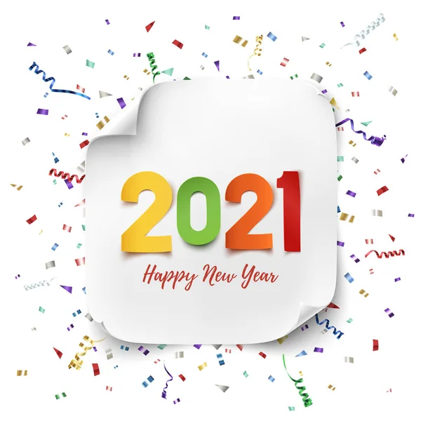 Bonne année 2021. Papier coloré abdtract design. — Image vectorielle