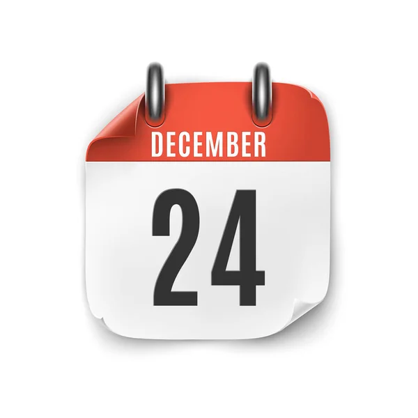 Εικονίδιο ημερολογίου της 24ης Δεκεμβρίου απομονωμένο σε λευκό φόντο. Χριστούγεννα Royalty Free Διανύσματα Αρχείου