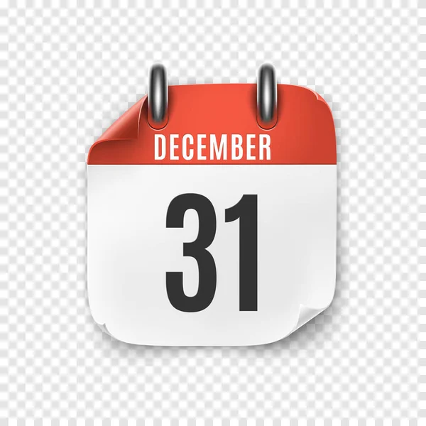 Der 31. Dezember ist ein realistisches Kalendersymbol. Silvester. Vektorgrafiken
