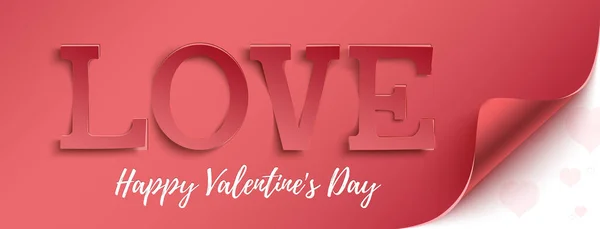 Amour Happy Valentines Day modèle de carte de voeux. Bannière horizontale, fond ou brosse. — Image vectorielle
