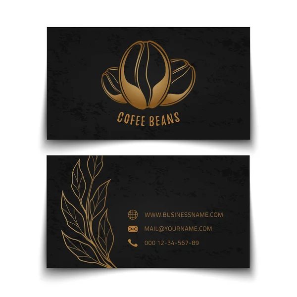 Café grains logo design. Modèle de carte busines noir pour entreprise isolée sur fond blanc. — Image vectorielle