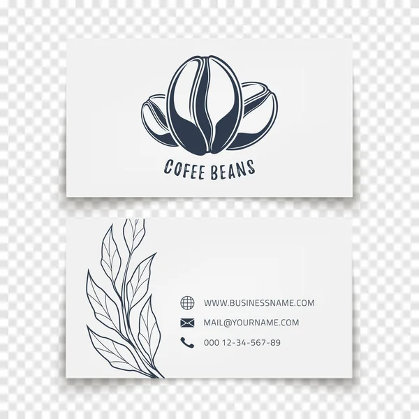 Design de logotipo de grãos de café. Modelo de cartão de negócios para empresa corporativa. —  Vetores de Stock