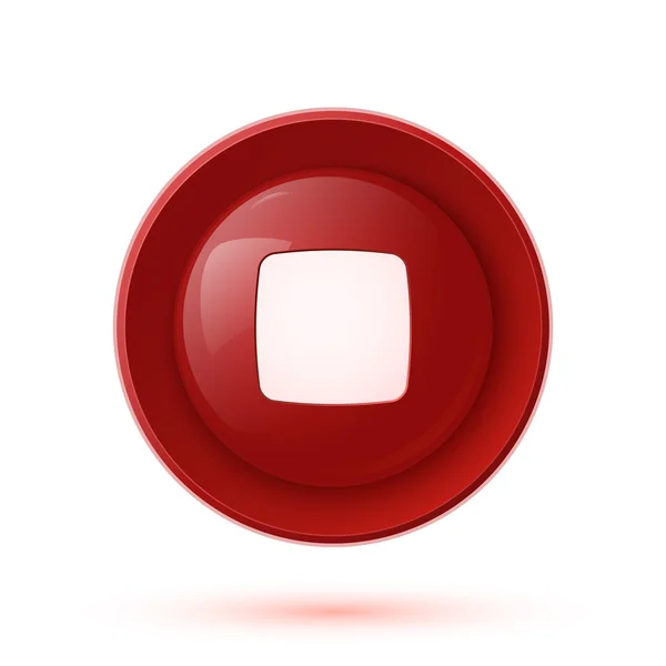 Red glossy stop button icon — Stock Vector