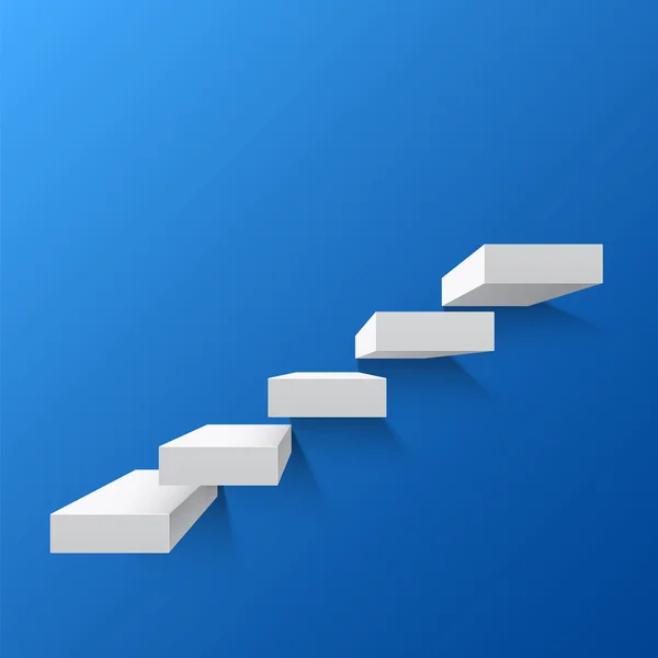 Fondo abstracto azul con escaleras blancas — Vector de stock