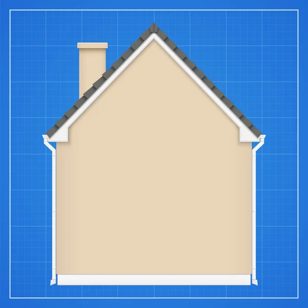 Fond d'architecture avec maison détaillée sur un plan — Image vectorielle