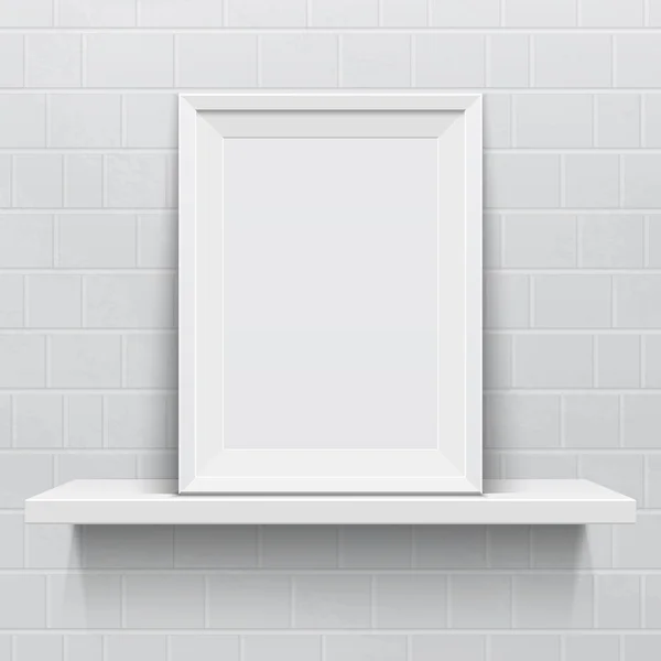 Cadre photo réaliste sur étagère réaliste blanche — Image vectorielle