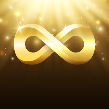 Abstract background with light rays, stars and gold infinity symbol clipart