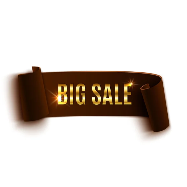 Brown realistic detailed curved paper sale banner — Stock Vector