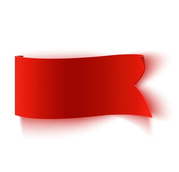 Banner de papel rojo curvo detallado realista . — Vector de stock