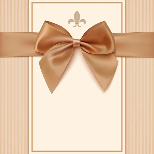 Vintage greeting card template with golden bow and a ribbon — Stock Vector