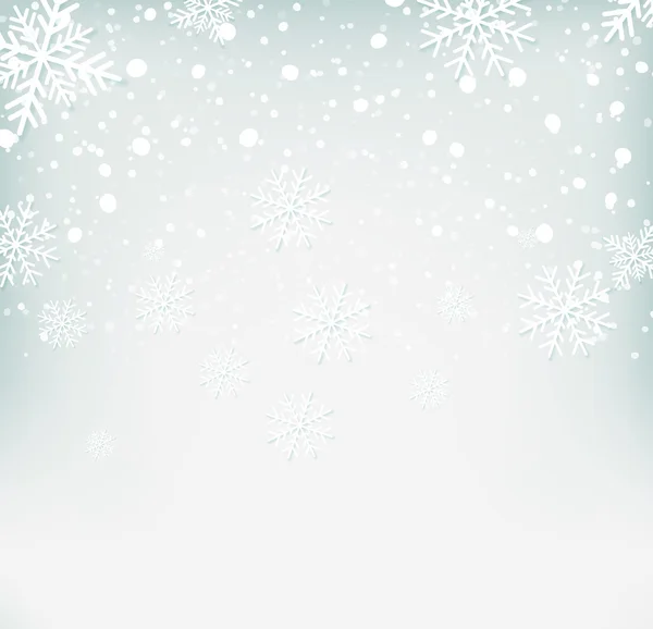 พื้นหลังฤดูหนาวที่มีเกล็ดหิมะ — ภาพเวกเตอร์สต็อก