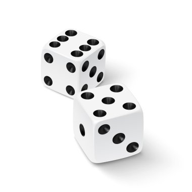Realistic white dice icon clipart