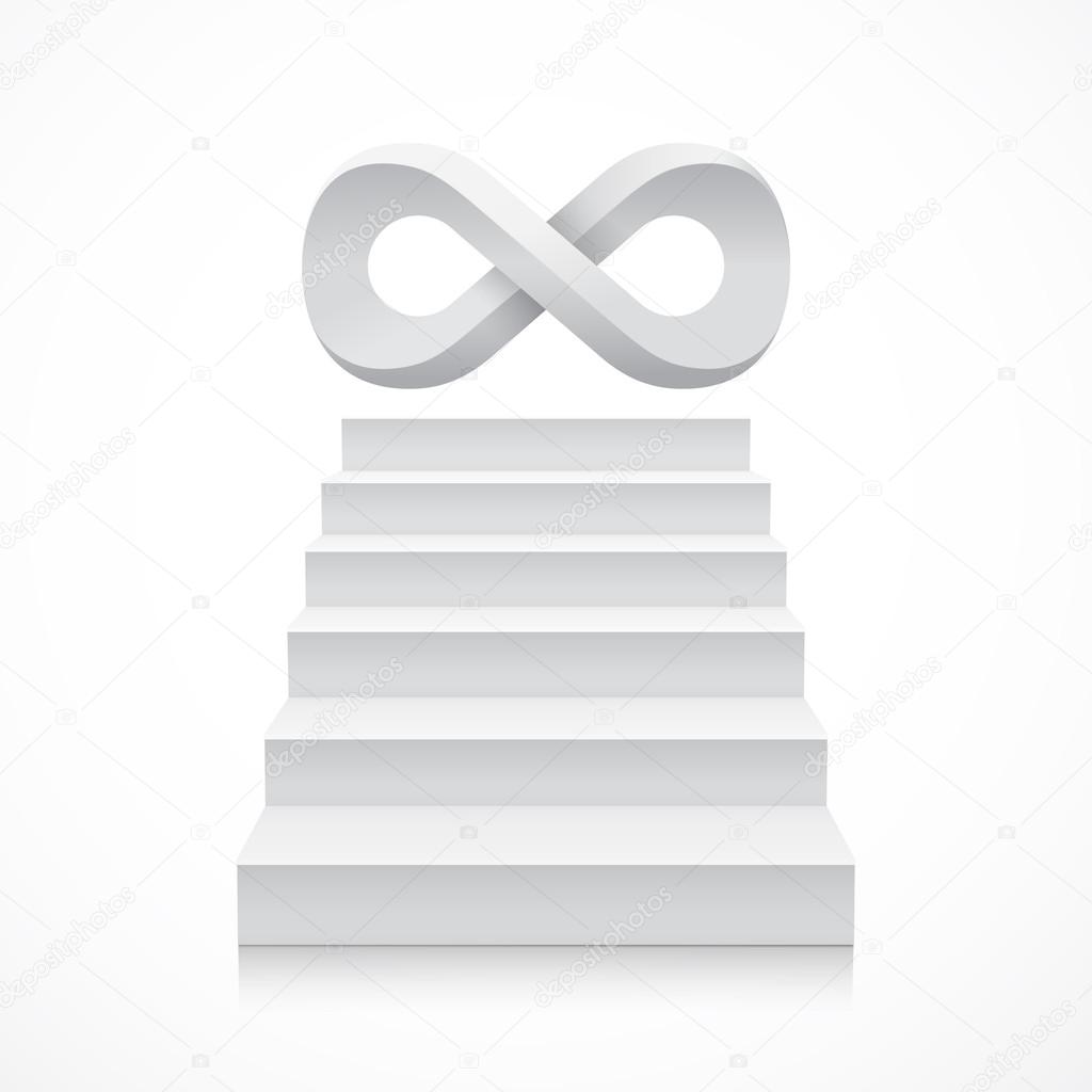 Stairs with infinity symbol on top. Steps. Vector illustration