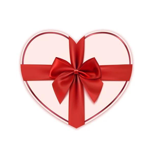 Paper heart with red ribbon and a bow — Stock Vector