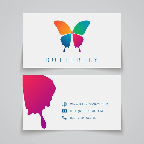 Bussiness card template. Butterfly logo — Stock Vector