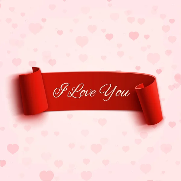 I Love You, red banner — Stock Vector