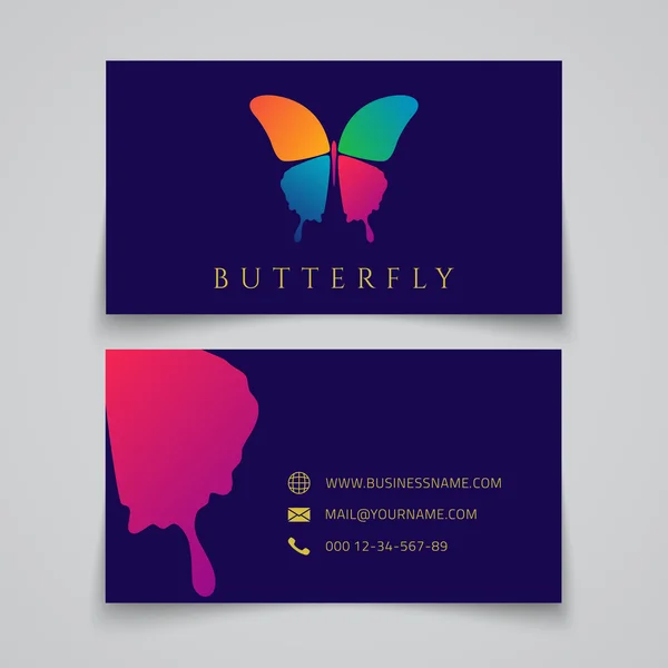 Bussiness card template. Butterfly logo — Stock Vector