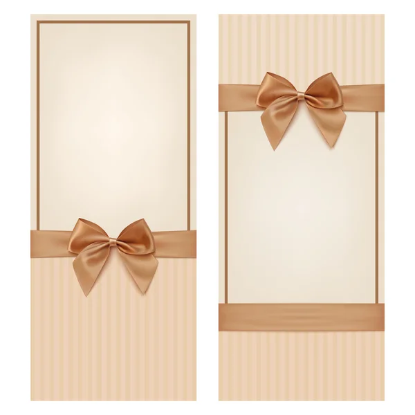 Modèle de carte de vœux vintage avec arc doré et ruban — Image vectorielle