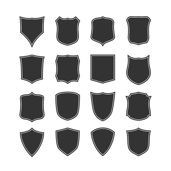 Big set of blank, classic shields. — Stock Vector