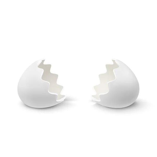 Icono realista de cáscara de huevo, aislado sobre fondo blanco . — Vector de stock