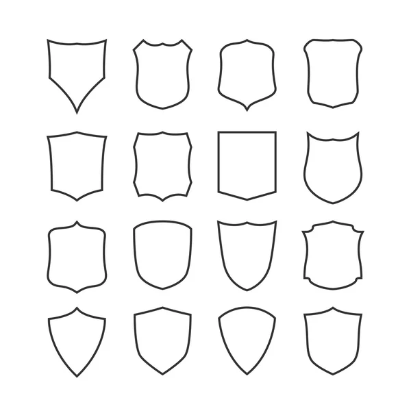 Big set of blank, classic shields, templates. — Stock Vector