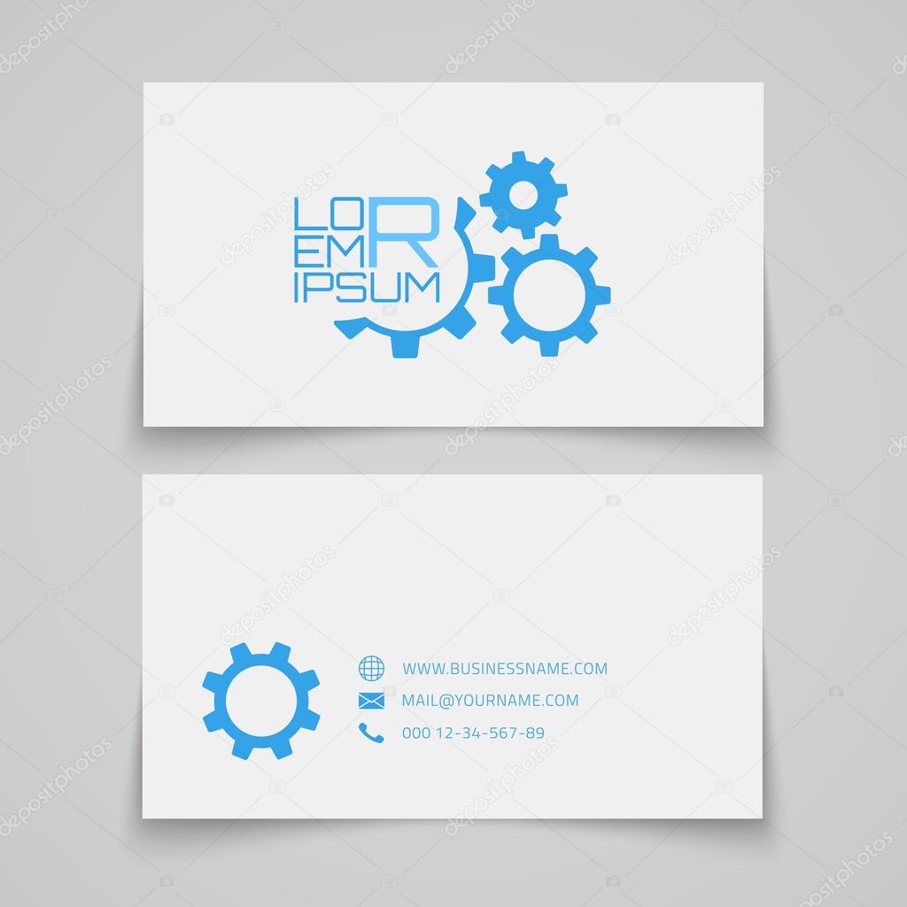 Business card template. Gears concept logo. Vector illustration