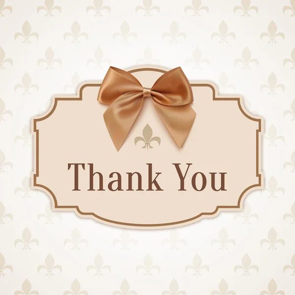 Thank you. Banner with golden ribbon and a bow. — Stock Vector