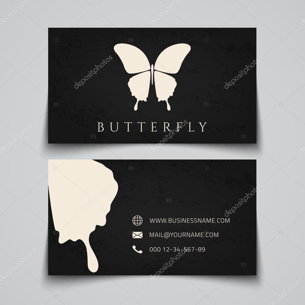 Business card template. Butterfly logo. Vector illustration