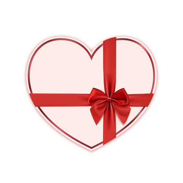 Paper heart with red ribbon and a bow. — Stock Vector