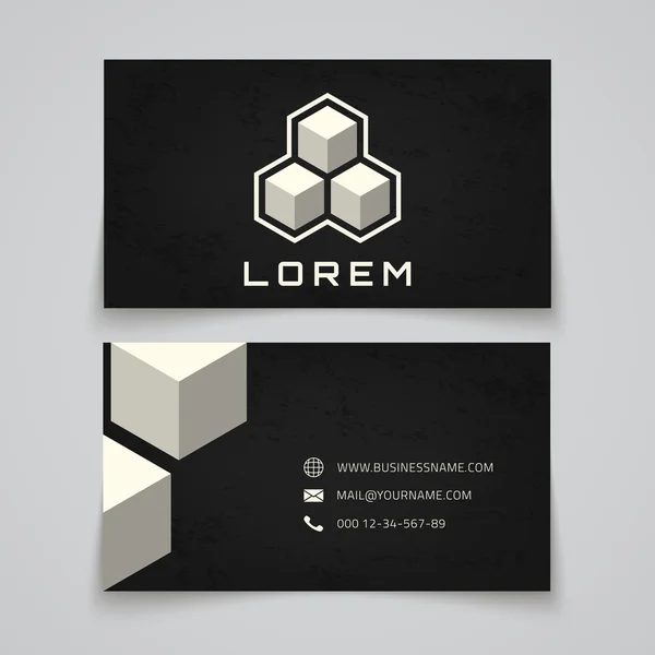 Business card template. Abstract cubes concept logo. — Stock Vector