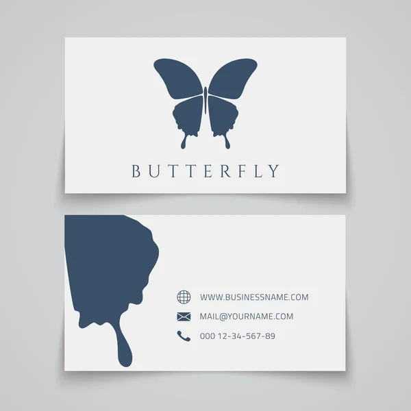 Üzleti kártya sablon. Pillangó logó. — Stock Vector