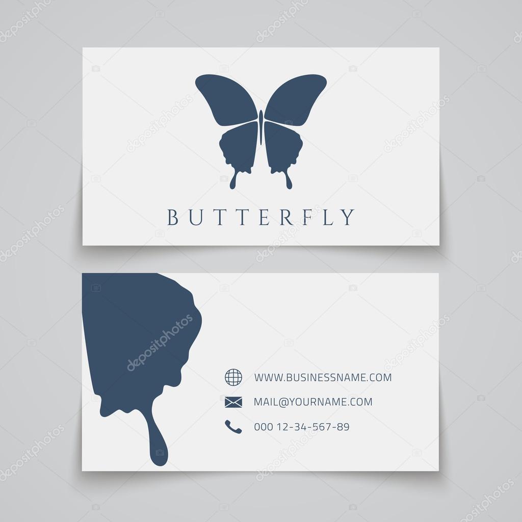 Bussiness card template. Butterfly logo. Vector illustration