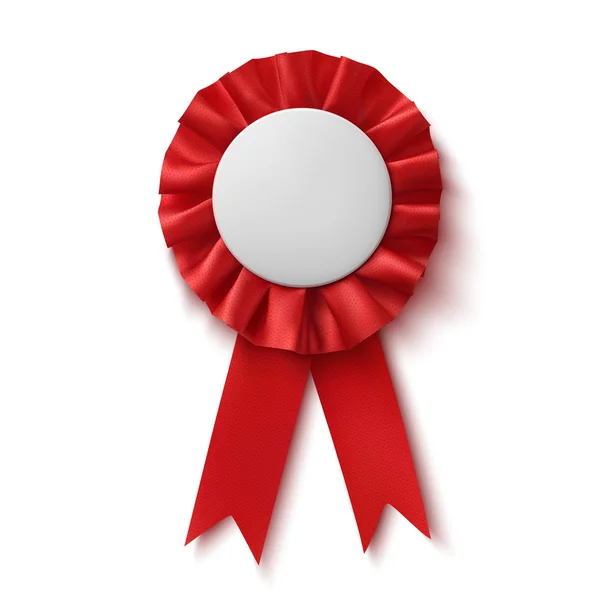 Cinta de premio de tela roja en blanco y realista . — Vector de stock