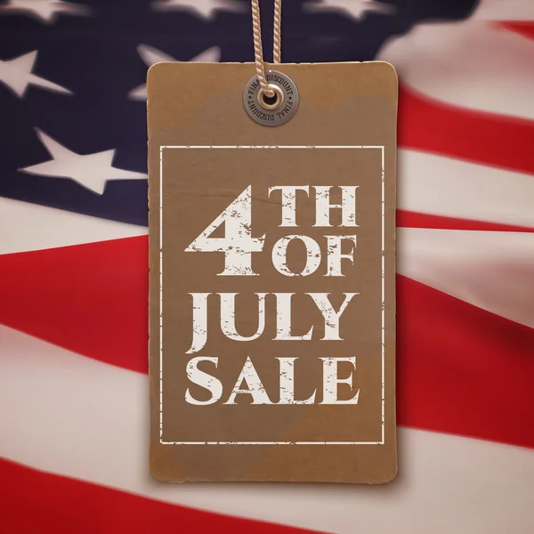 Fourth of July sale. Vintage, realistic price tag. — Stock Vector