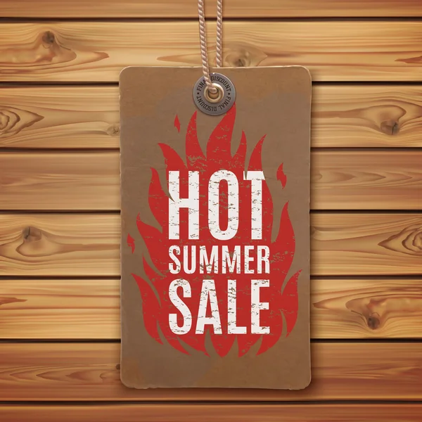 Hot summer sale. Realistic, vintage label. — Stock Vector