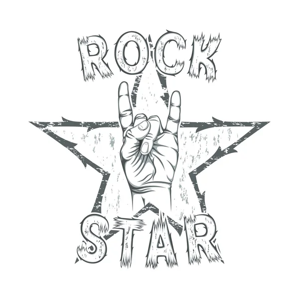 Estrela de rock, impressão para t-shirt gráfico . — Vetor de Stock