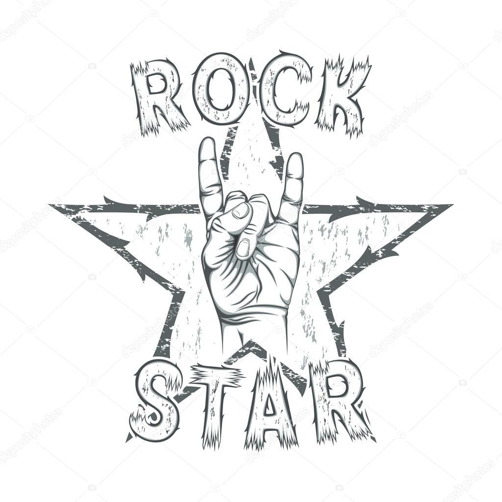 Rock star, print for t-shirt graphic. Vector illustration