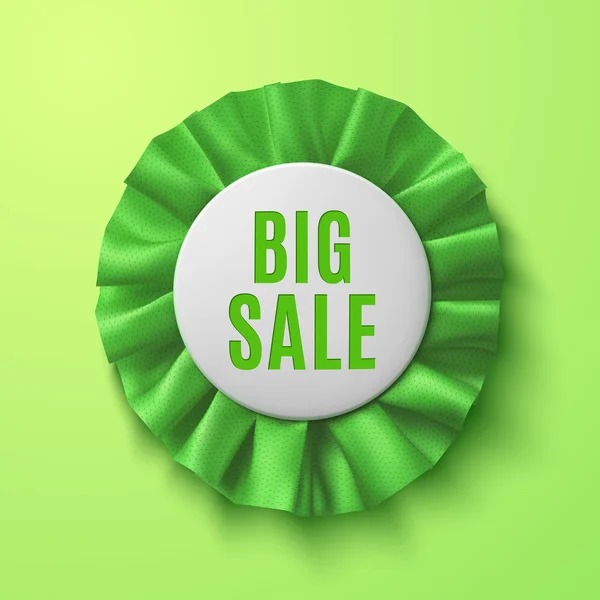 Big sale, realistic green fabric award ribbon. — 스톡 벡터