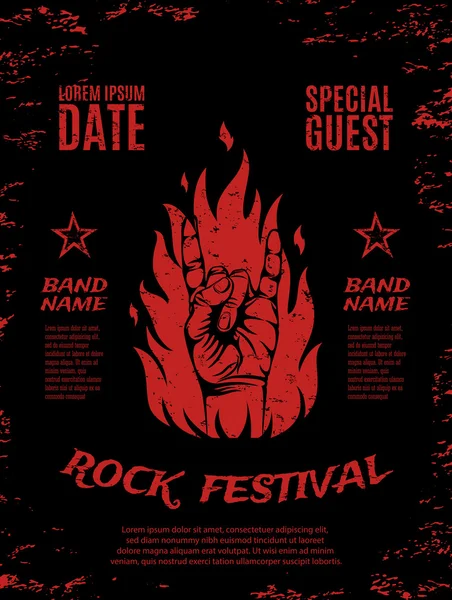 Grunge, rock festival poster. — Stockvector