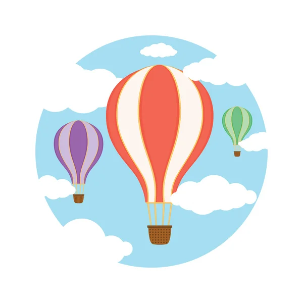 Lucht ballonnen in de lucht. — Stockvector