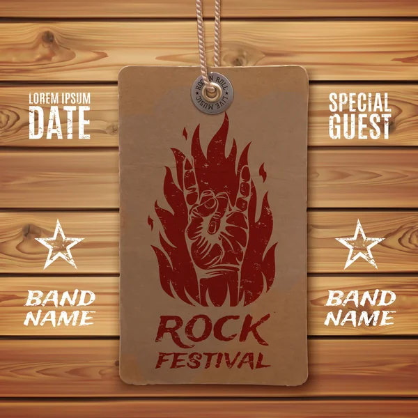 Grunge, cartel del festival de rock . — Vector de stock