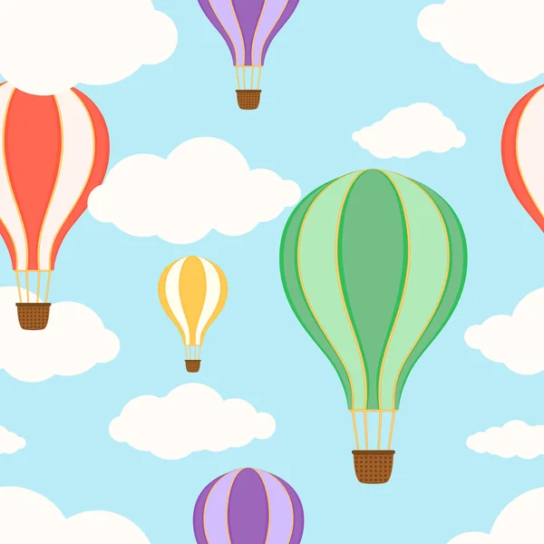 Air ballonger i himlen. Seamless mönster. — Stock vektor
