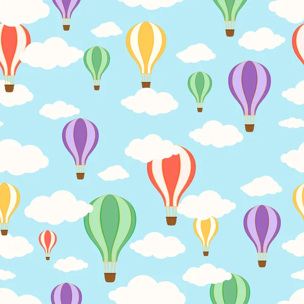 Lucht ballonnen in de lucht. Naadloze patroon. — Stockvector
