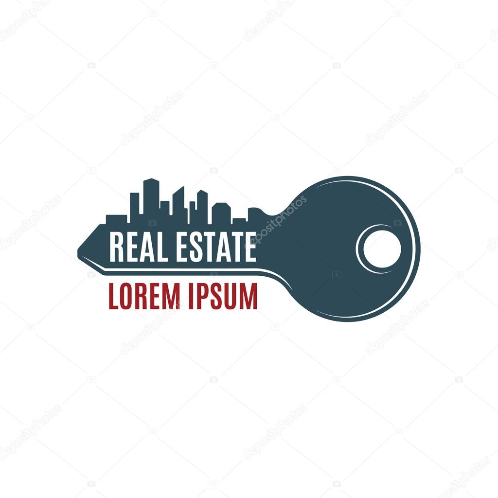 Real estate simple key logo template. Vector illustration