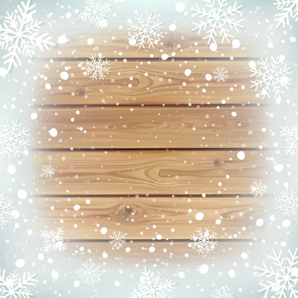 Winter Hintergrund mit Holzplanken. — Stockvektor