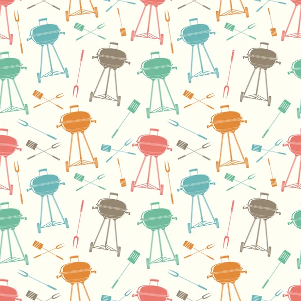 Retro BBQ grill, seamless pattern. — Stock Vector