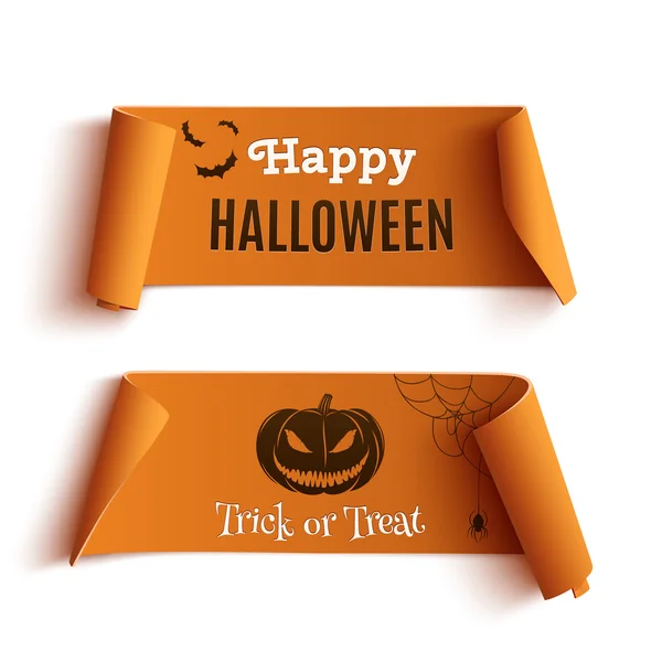 Dois banners de Halloween, isolados em fundo branco . — Vetor de Stock